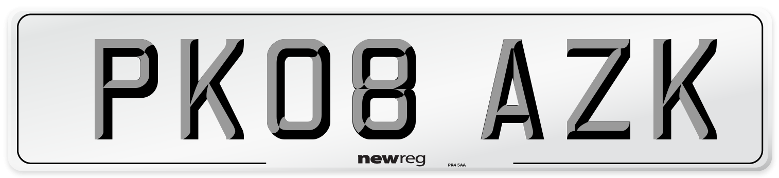 PK08 AZK Number Plate from New Reg